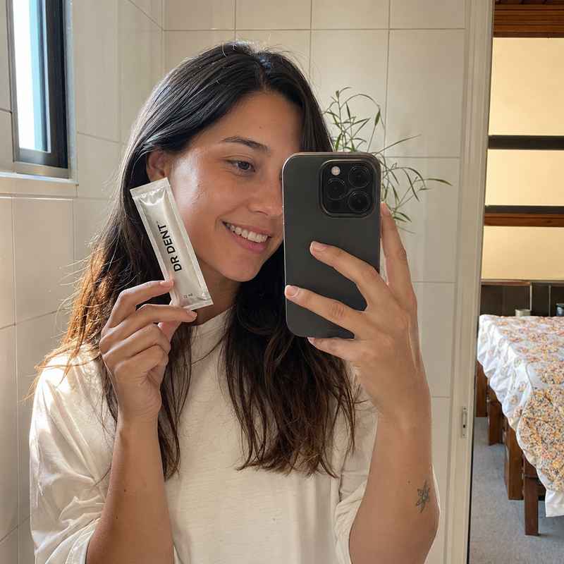 Clienta DR DENT selfie bano